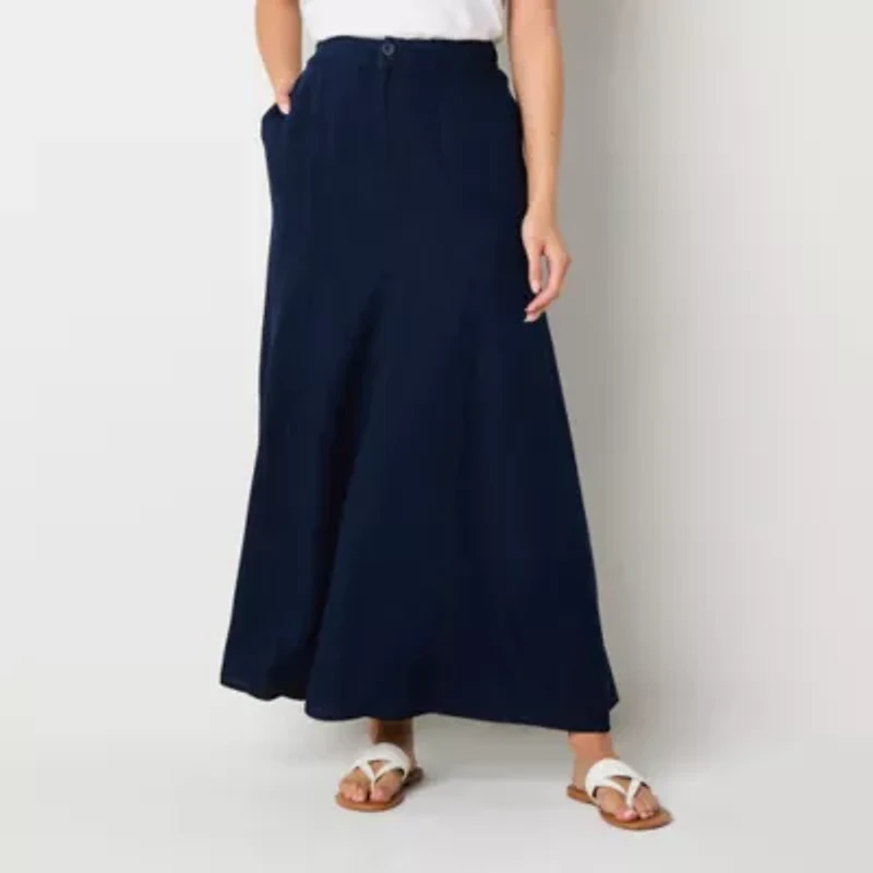 a.n.a Soft Drape Womens Mid Rise Long Denim Skirt