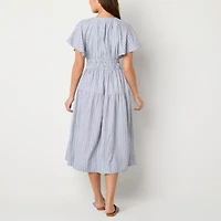 a.n.a Womens Short Sleeve Midi Shirt Dress