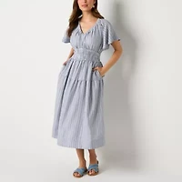a.n.a Womens Short Sleeve Midi Shirt Dress