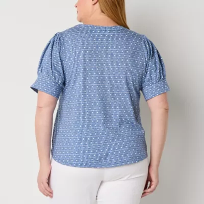 Liz Claiborne Womens Crew Neck Short Sleeve Plus T-Shirt