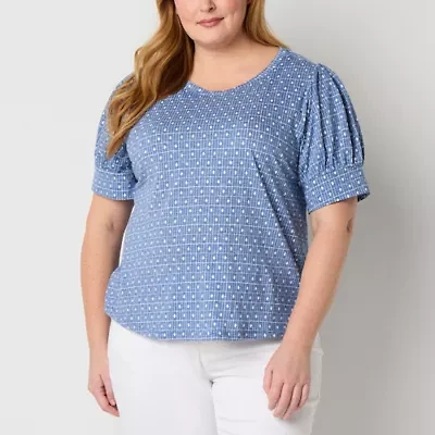 Liz Claiborne Womens Crew Neck Short Sleeve Plus T-Shirt