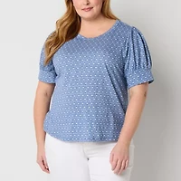 Liz Claiborne Womens Crew Neck Short Sleeve Plus T-Shirt