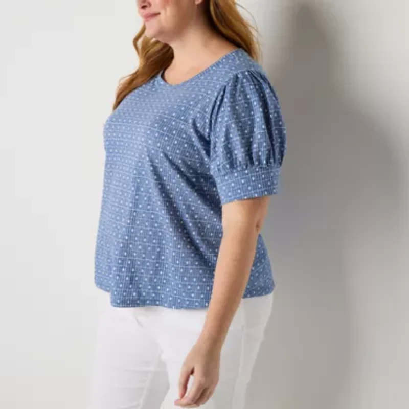 Liz Claiborne Womens Crew Neck Short Sleeve Plus T-Shirt