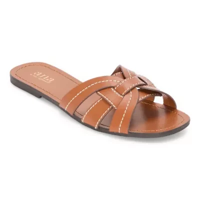 a.n.a Womens Contrast Stitch Slide Sandals