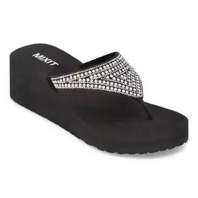 Mixit Womens Triangle Thong Wedge Sandals