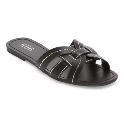 a.n.a Womens Contrast Stitch Slide Sandals