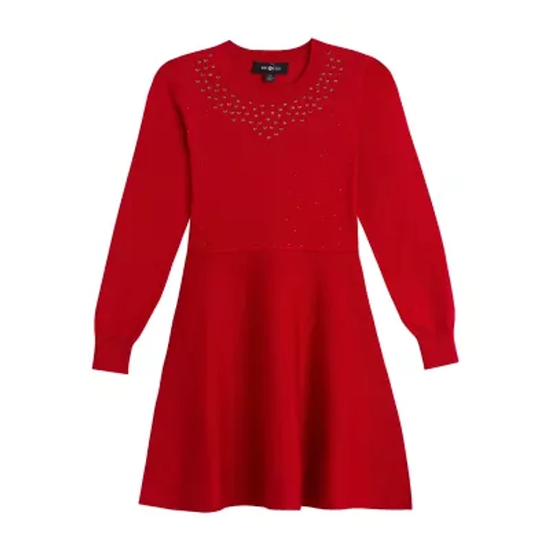 Knit Works Big Kid Girls Long Sleeve Cuffed Sweater Dress