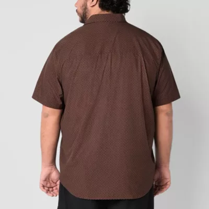 Stylus Mens Short Sleeve Fitted Classic Fit Big and Tall Button-Down Shirt