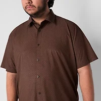 Stylus Mens Short Sleeve Fitted Classic Fit Big and Tall Button-Down Shirt
