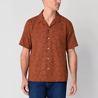 mutual weave Mens Short Sleeve Camp Shirt