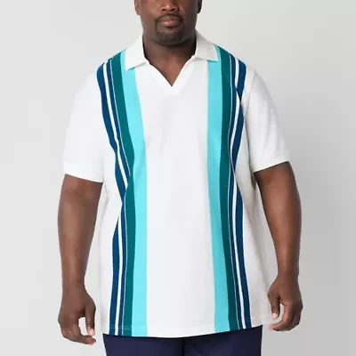 Shaquille O'Neal XLG™ Johnny Collar Big and Tall Mens Regular Fit Short Sleeve Polo Shirt
