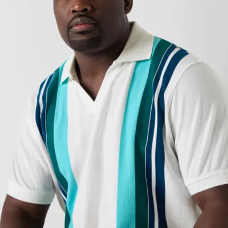 Shaquille O'Neal XLG™ Johnny Collar Big and Tall Mens Regular Fit Short Sleeve Polo Shirt