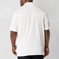 Shaquille O'Neal XLG Textured Mens Short Sleeve Regular Fit Big and Tall Button-Down Shirt