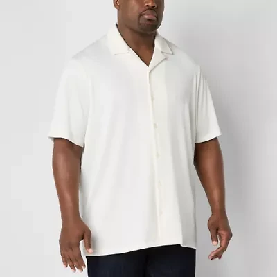 Shaquille O'Neal XLG Textured Mens Short Sleeve Regular Fit Big and Tall Button-Down Shirt