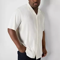 Shaquille O'Neal XLG Textured Mens Short Sleeve Regular Fit Big and Tall Button-Down Shirt
