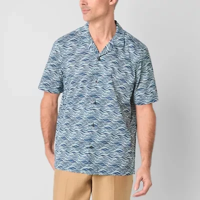J. Ferrar Ultra Comfort Mens Short Sleeve Camp Shirt