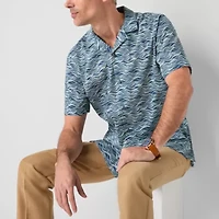 J. Ferrar Ultra Comfort Mens Short Sleeve Camp Shirt