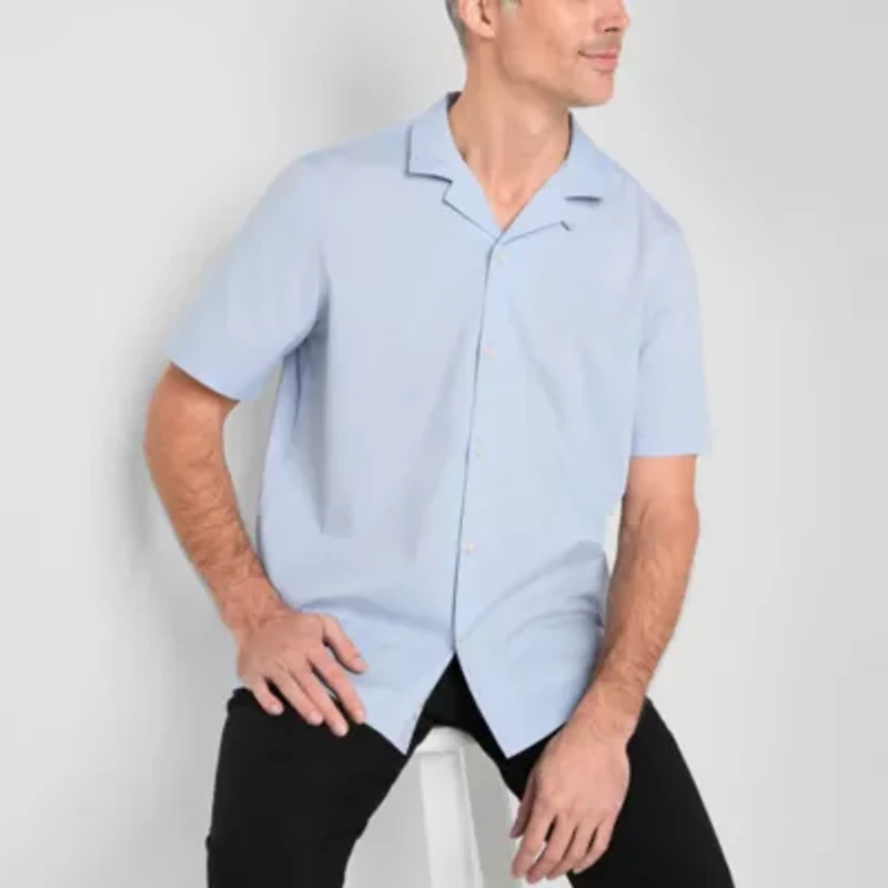 J. Ferrar Ultra Comfort Mens Short Sleeve Camp Shirt