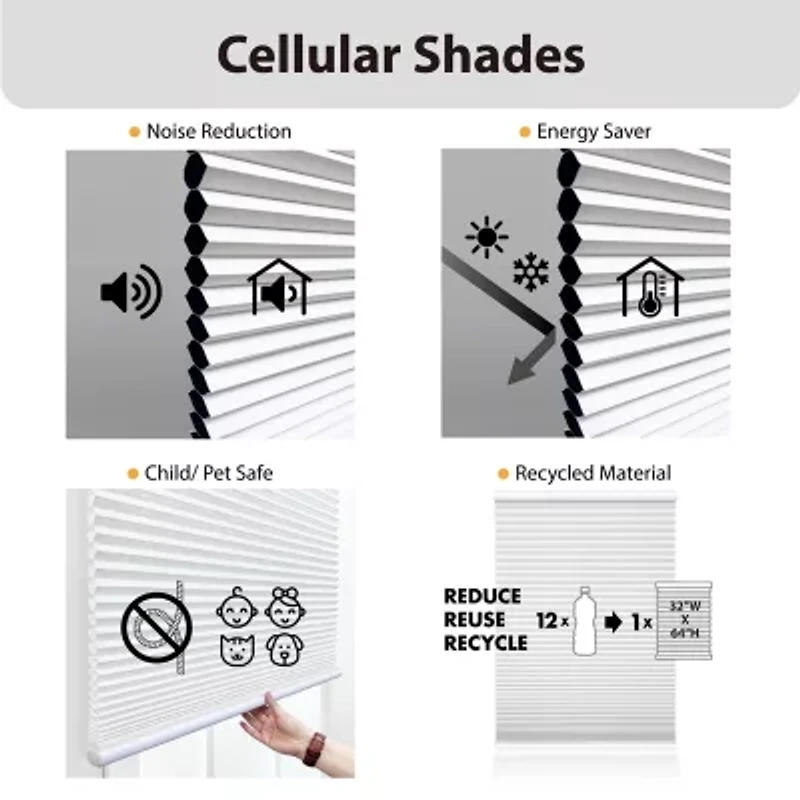 Eco Estates Cut-To-Width Cordless Top Down Bottom Up Blackout Cellular Shade