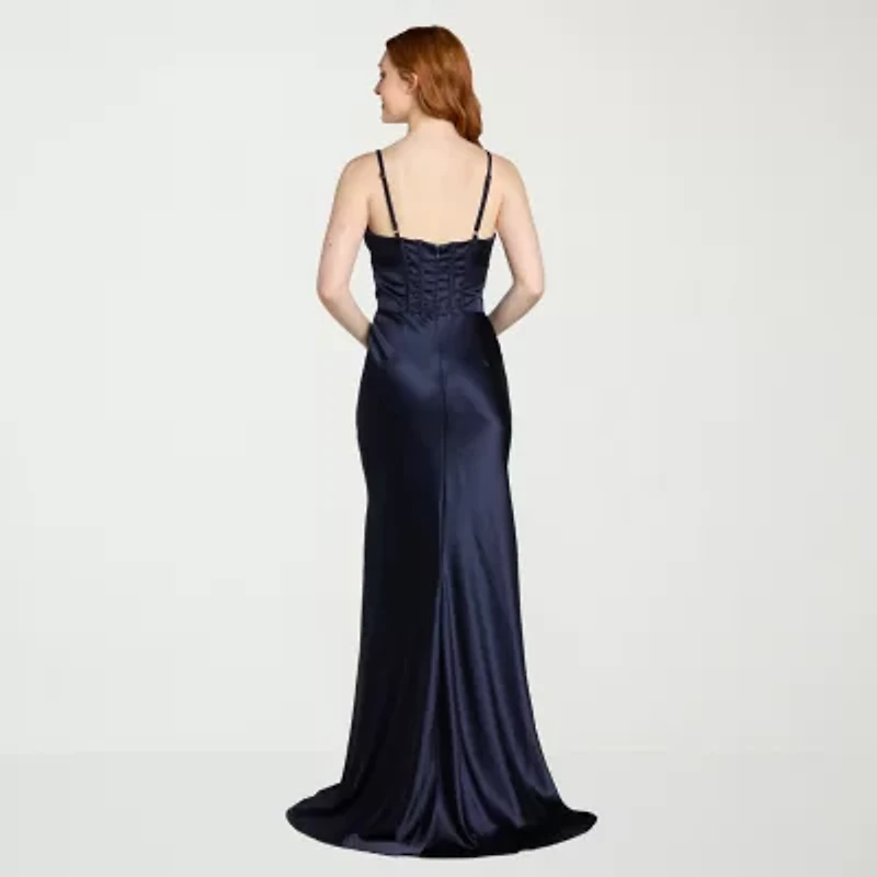 Morgan & Co. Womens Juniors Satin Bodycon Dress