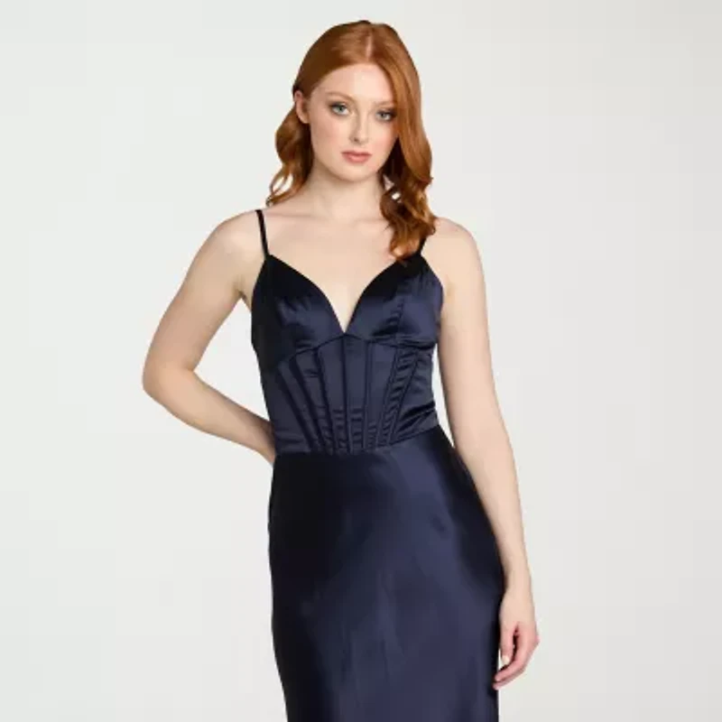 Morgan & Co. Womens Juniors Satin Bodycon Dress