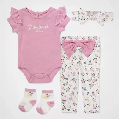 Baby Essentials Girls 4-pc. Pant Set
