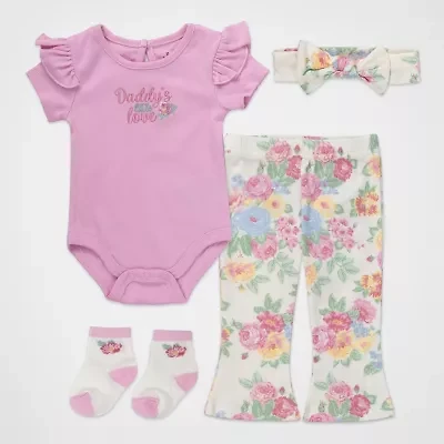 Baby Essentials Girls 4-pc. Pant Set