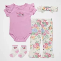Baby Essentials Girls 4-pc. Pant Set