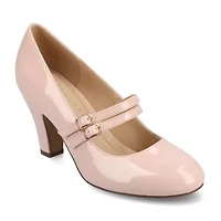 Journee Collection Windy Womens Round Closed Toe Block Heel Pumps