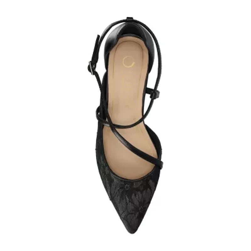Journee Collection Galvinn Womens Pointed Closed Toe Block Heel Pumps