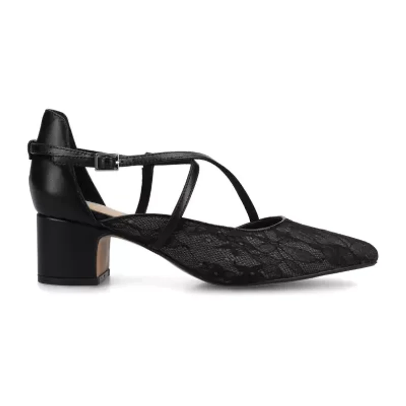 Journee Collection Galvinn Womens Pointed Closed Toe Block Heel Pumps