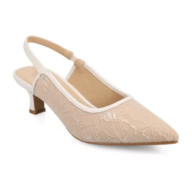 Journee Collection Paulina Womens Pointed Closed Toe Kitten Heel Pumps