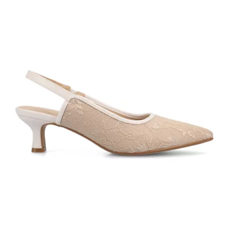 Journee Collection Paulina Womens Pointed Closed Toe Kitten Heel Pumps