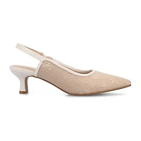 Journee Collection Paulina Womens Pointed Closed Toe Kitten Heel Pumps