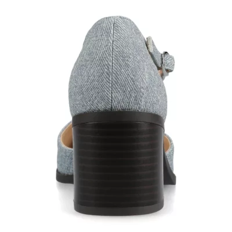 Journee Collection Evangeline Womens Square Closed Toe Stacked Heel Pumps