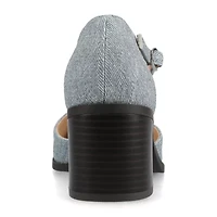 Journee Collection Evangeline Womens Square Closed Toe Stacked Heel Pumps