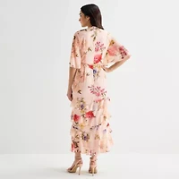 Melonie T Womens 3/4 Sleeve Floral Maxi Dress
