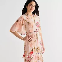 Melonie T Womens 3/4 Sleeve Floral Maxi Dress