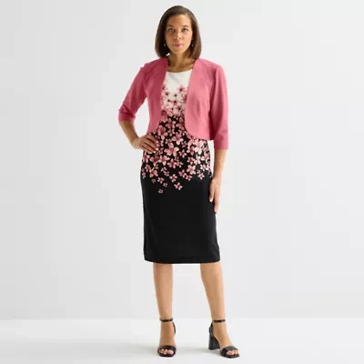 Maya Brooke Womens Floral Jacket Dress