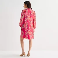 Jessica Howard Womens Long Sleeve Floral Shift Dress