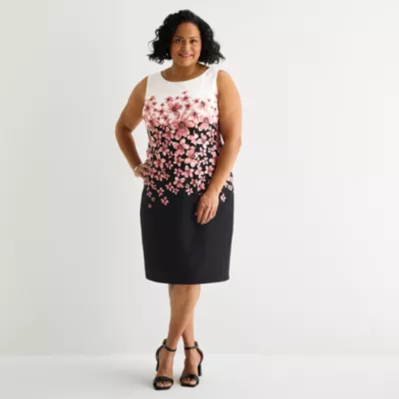 Maya Brooke Womens Plus Floral Jacket Dress