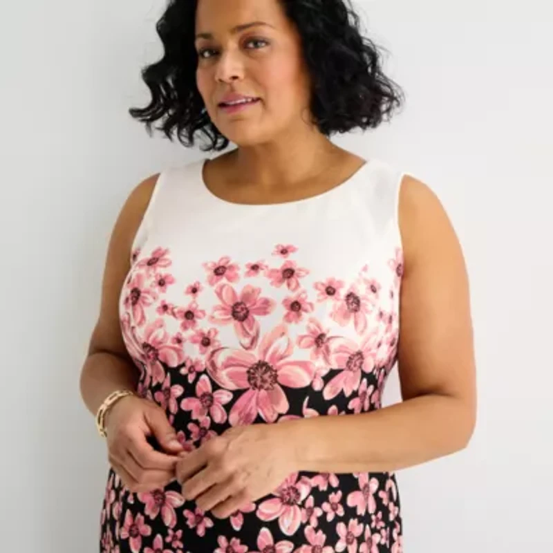 Maya Brooke Womens Plus Floral Jacket Dress