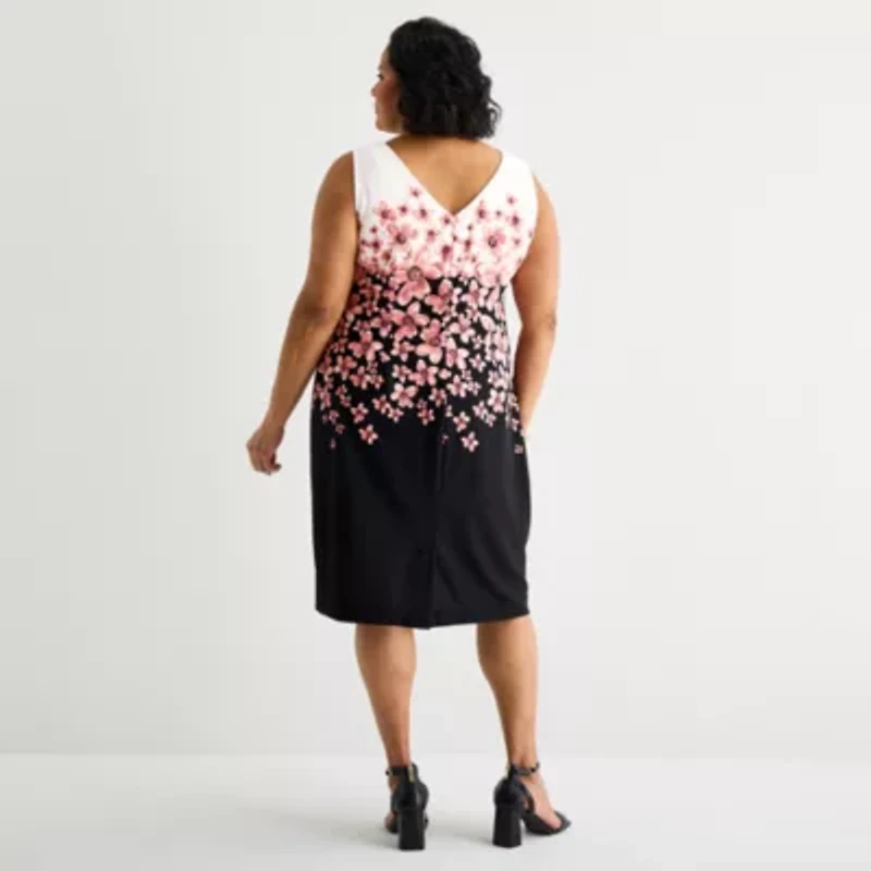 Maya Brooke Womens Plus Floral Jacket Dress