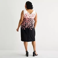 Maya Brooke Womens Plus Floral Jacket Dress