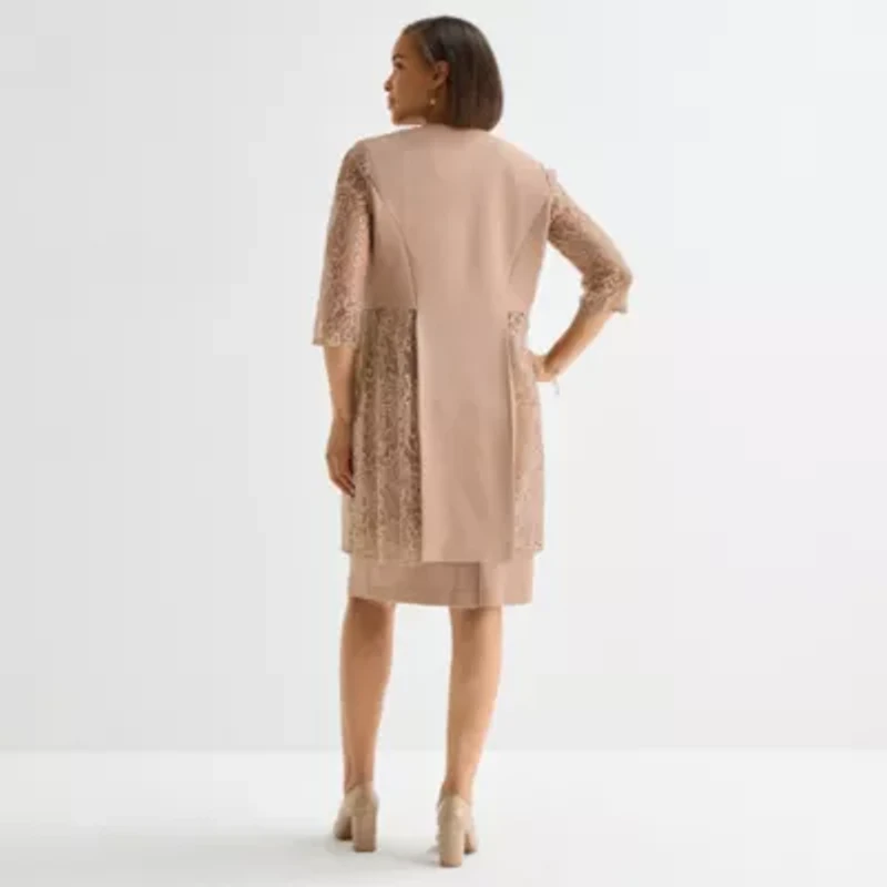 Maya Brooke Womens Lace Jacket Dress