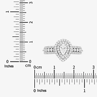 (G-I / I1) Womens 1 CT. T.W. Natural White Diamond 14K White Gold Pear Side Stone Halo Engagement Ring