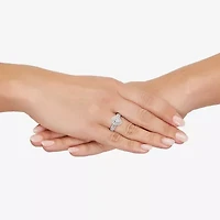 (G-I / I1) Womens 1 CT. T.W. Natural White Diamond 14K White Gold Pear Side Stone Halo Engagement Ring