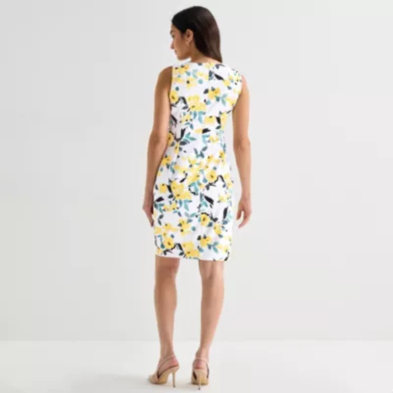 Marc New York Womens Sleeveless Floral Sheath Dress