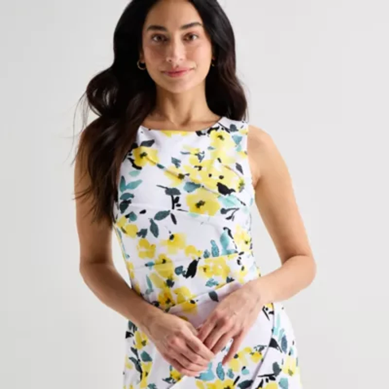 Marc New York Womens Sleeveless Floral Sheath Dress