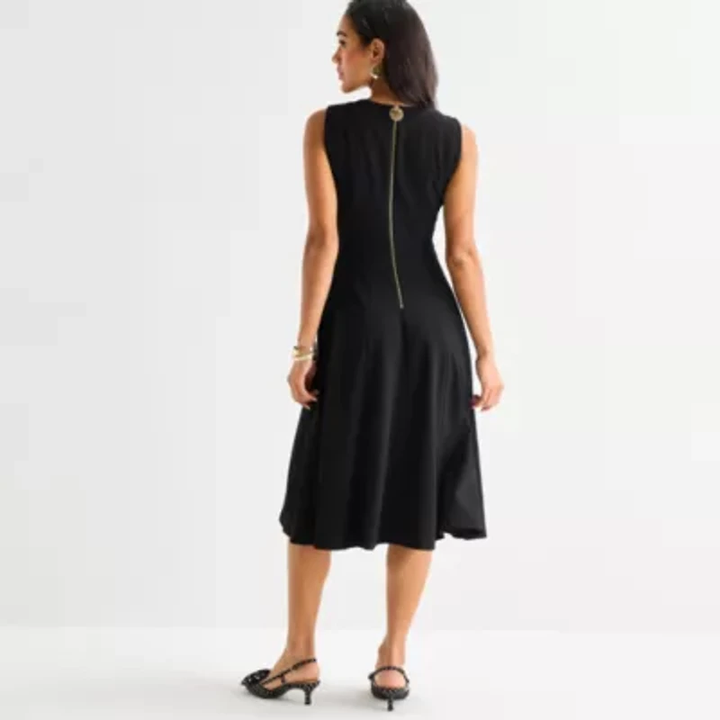 Marc New York Womens Sleeveless Midi Fit + Flare Dress